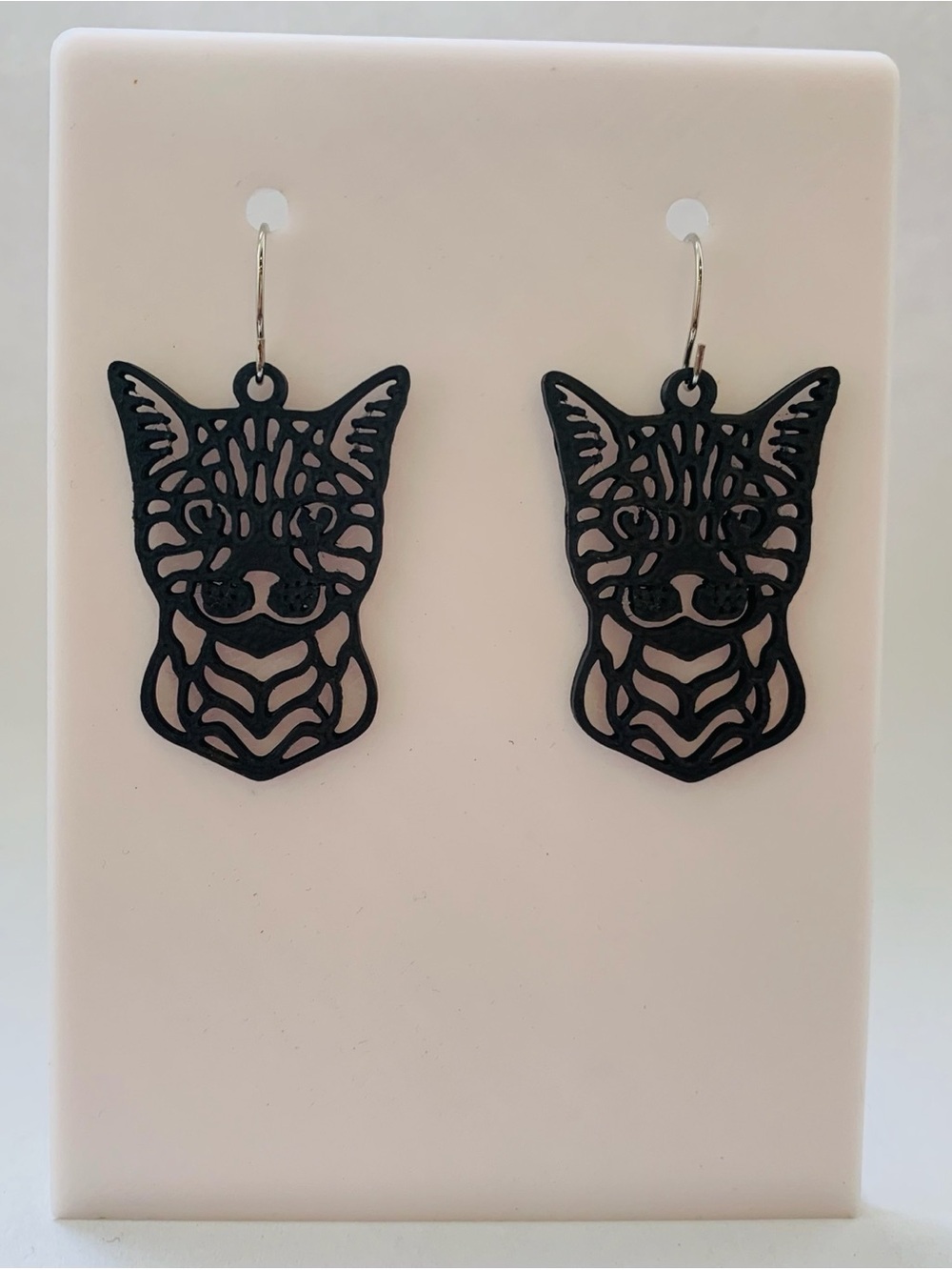 Black Cat Face Laser-Cut Earrings for Cat Lovers